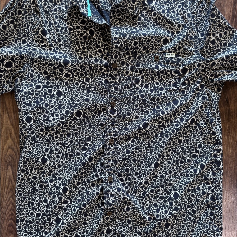 Reef Navy and White Pattern Shirt